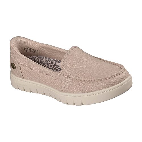 Skechers Bobs Hands Free Slip-Ins Arch Comfort Sun Womens Almond Closed Toe Slip-On Shoe, 9 Medium, White