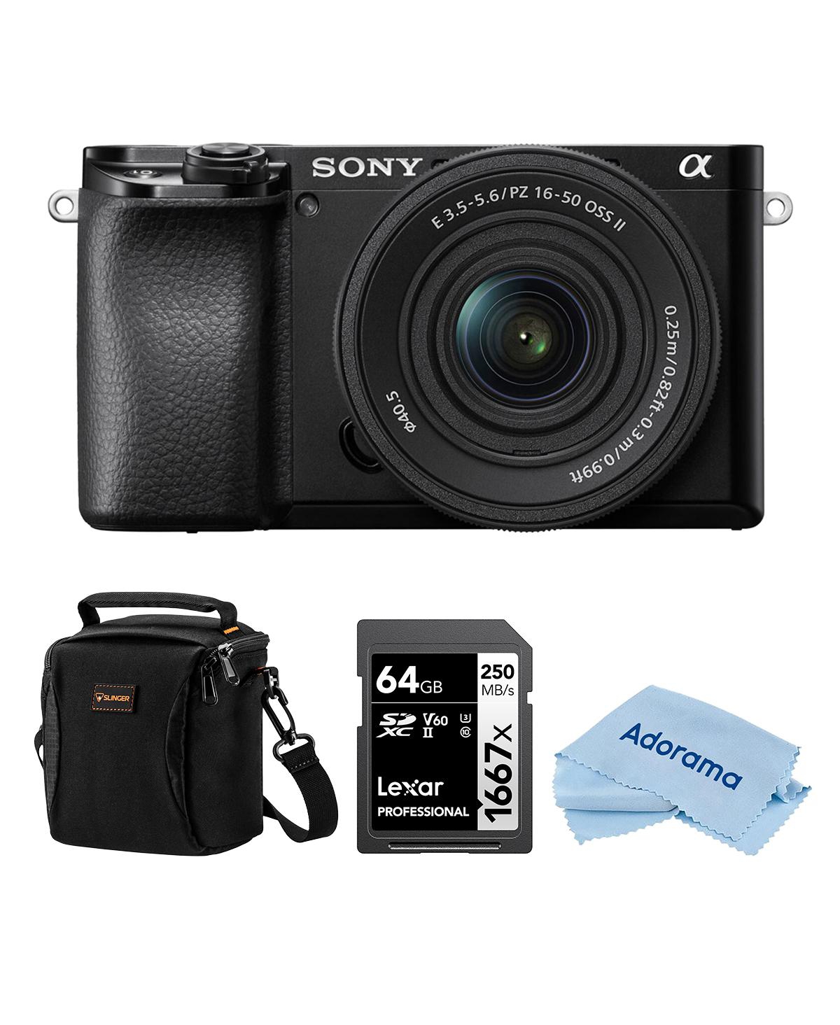 Sony Alpha a6100 Mirrorless Camera with 16-50mm f/3.5-5.6 Lens, Bundle with 64GB Sdxc Memory Card and Shoulder Bag – Black Sony Alpha a6100 Mirrorless Camera with 16-50mm f/3.5-5.6 Lens, Bundle with 64GB Sdxc Memory Card and Shoulder Bag – Black