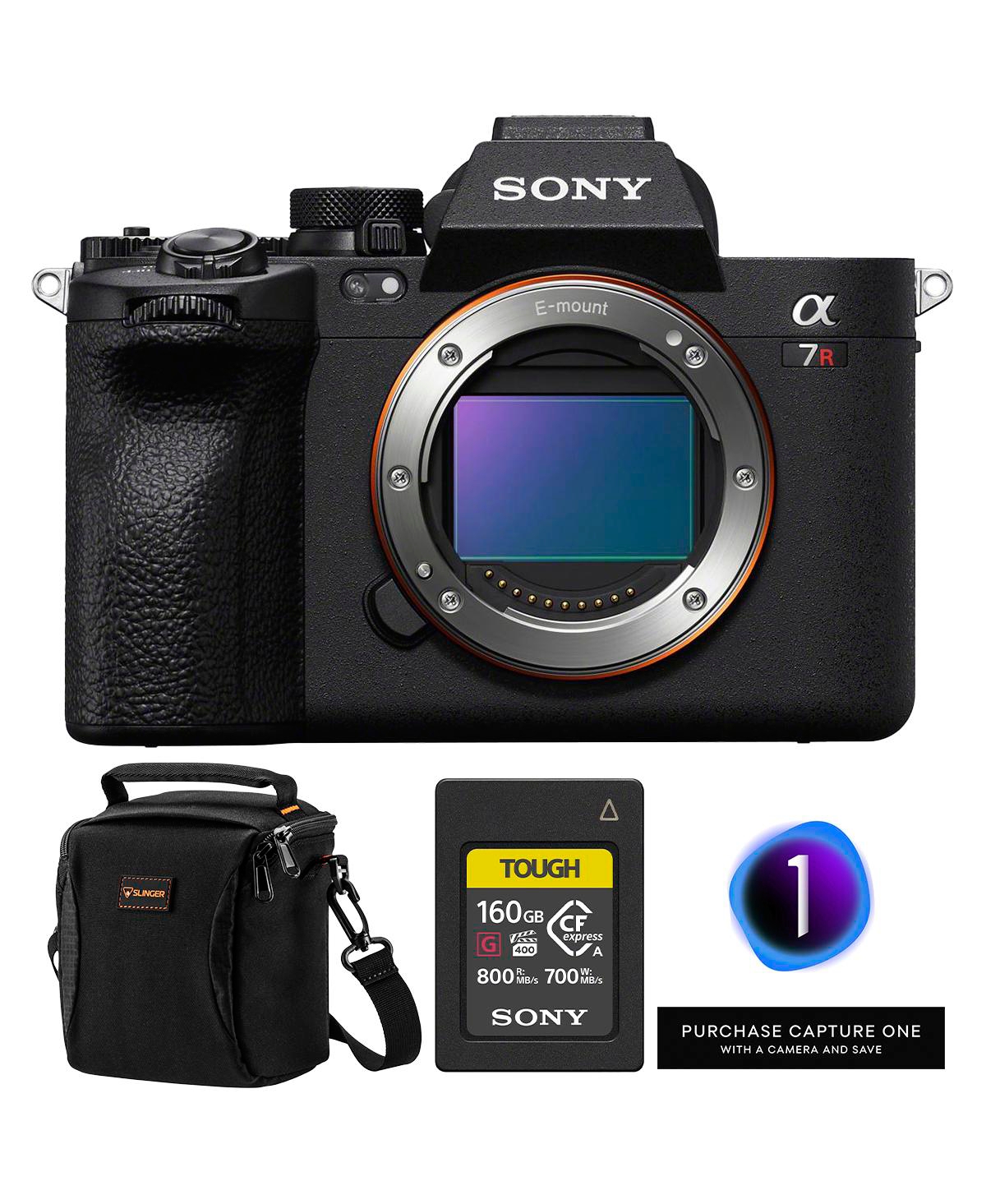 Sony Alpha a7R V Mirrorless Camera, Bundle with 160GB Memory Card, Capture One Pro Software and Shoulder Bag – Black