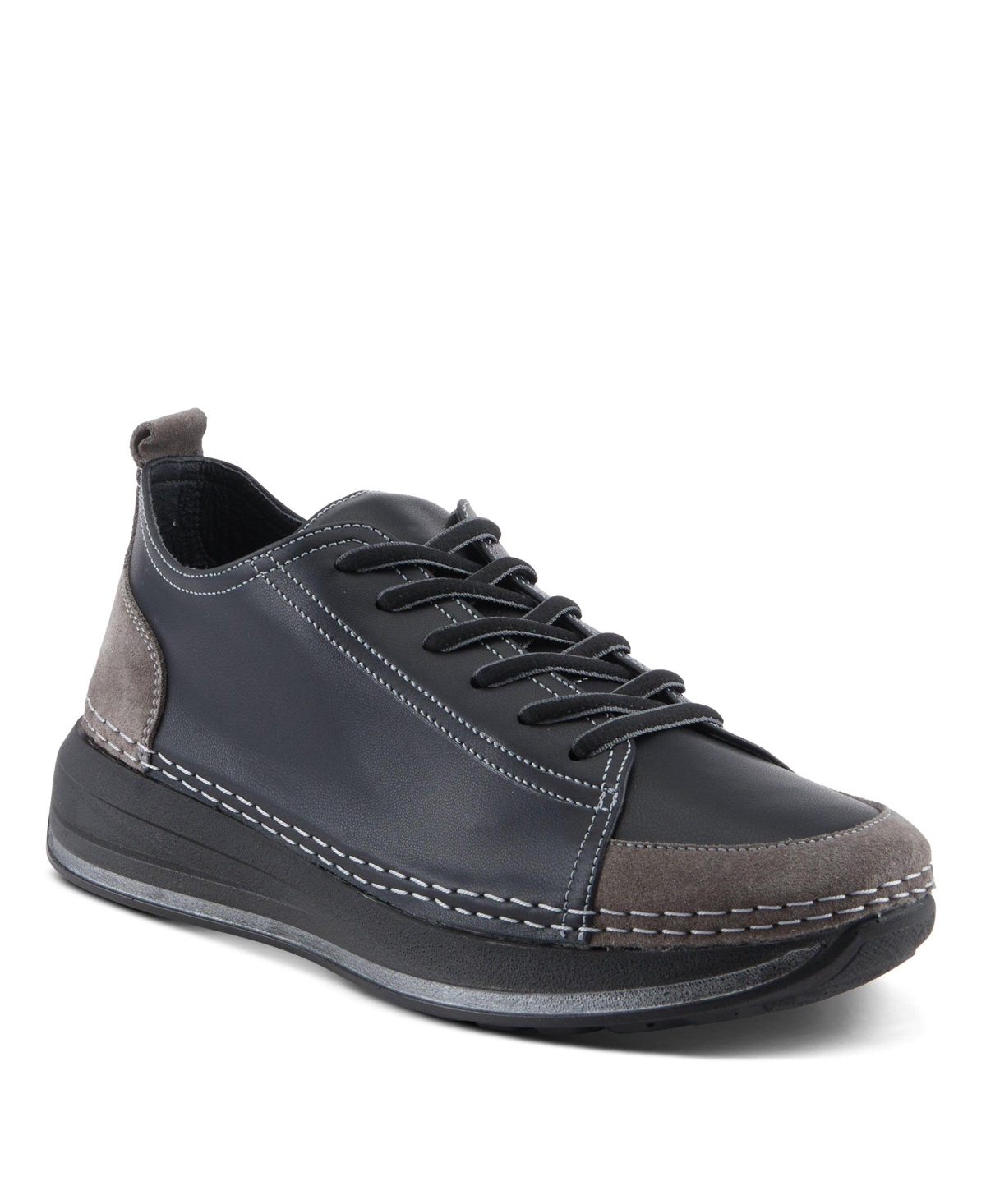 Spring Step Angolan Leather and Suede Sport-Inspired Shoe with Removable Insole and Elevated Sole – Black Spring Step Angolan Leather and Suede Sport-Inspired Shoe with Removable Insole and Elevated Sole – Black