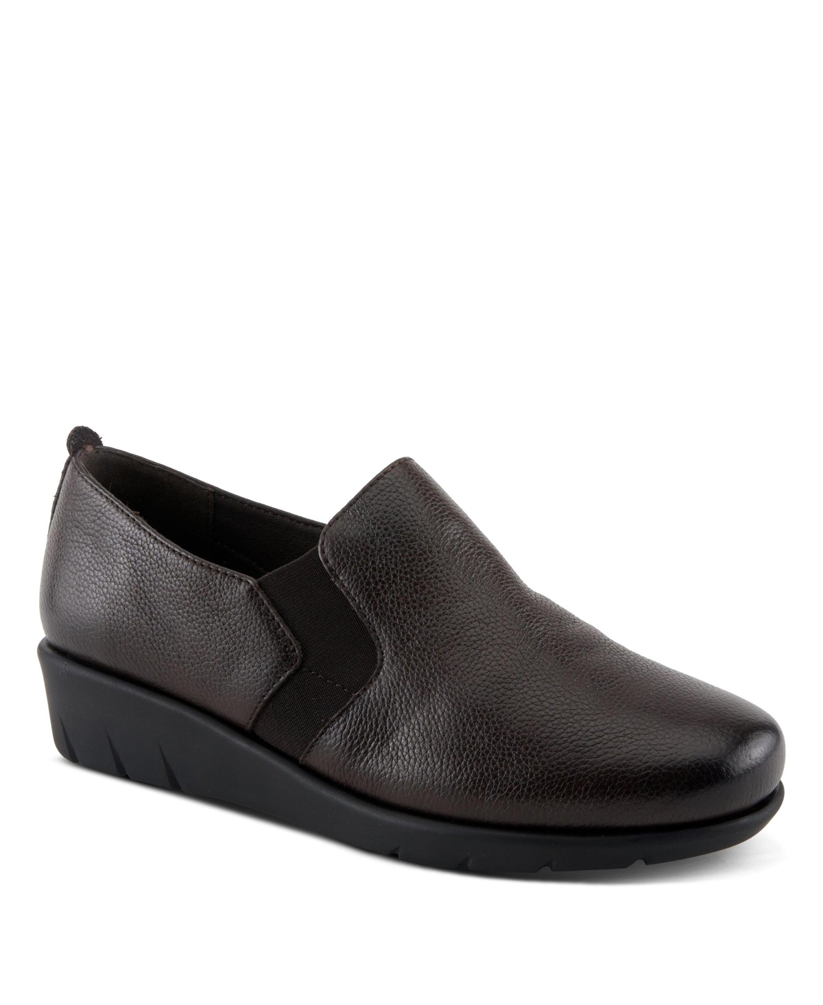 Spring Step Arete Women’s Leather Wedge Slip-On Shoe With Supportive Outsole – Dark brown Spring Step Arete Women’s Leather Wedge Slip-On Shoe With Supportive Outsole – Dark brown