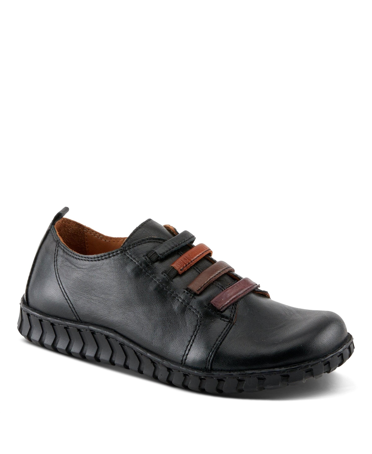 Spring Step Emmalina Leather Slip-On Shoe with Removable Insole and No-Tie Elastic Laces – Black
