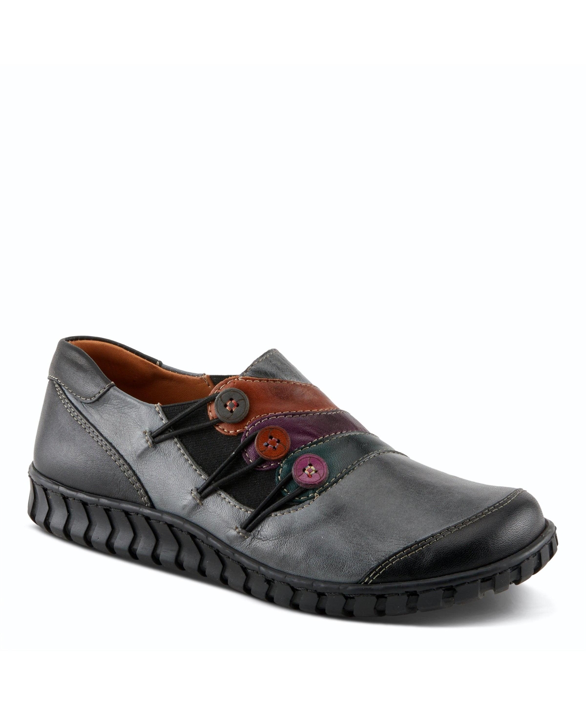 Spring Step Neeta Colorblock Leather Slip-On Shoe with Removable Insole and Flexible Comfort Sole – Dark grey multi Spring Step Neeta Colorblock Leather Slip-On Shoe with Removable Insole and Flexible Comfort Sole – Dark grey multi