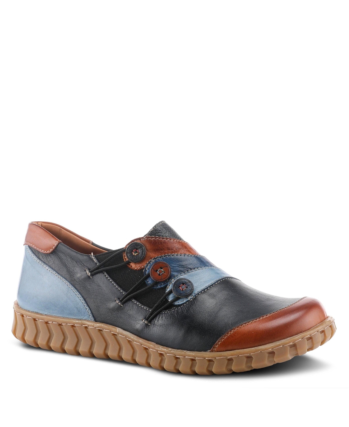 Spring Step Neeta Colorblock Leather Slip-On Shoe with Removable Insole and Flexible Comfort Sole – Navy multi