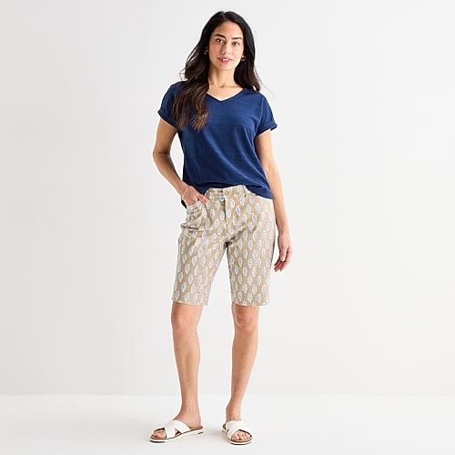 St. John’s Bay Womens 11″ Tall Bermuda Short, 20 Tall, Beige