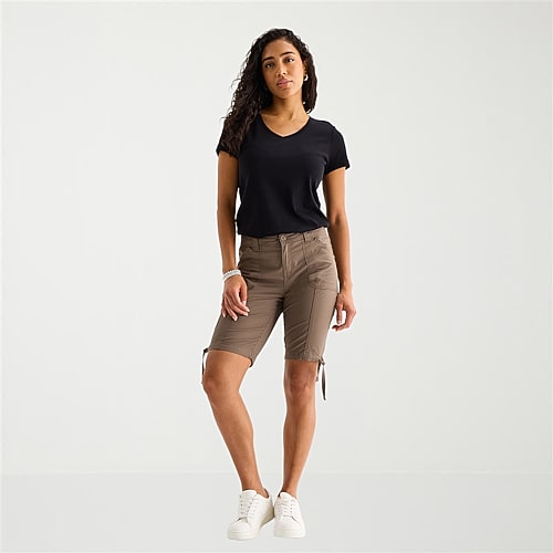 St. John’s Bay Womens 11″ Tall Bermuda Short, 4 Tall, Brown