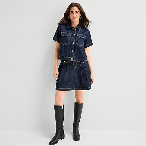 St. John’s Bay Womens High Rise Mini Denim Skirt, 2, Blue St. John’s Bay Womens High Rise Mini Denim Skirt, 2, Blue