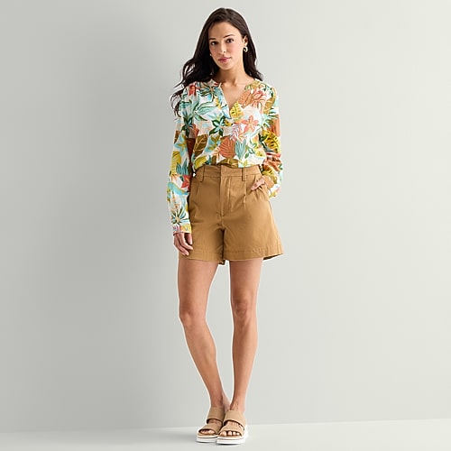 St. John’s Bay Womens Pleated Short, 6 Petite, Brown St. John’s Bay Womens Pleated Short, 6 Petite, Brown