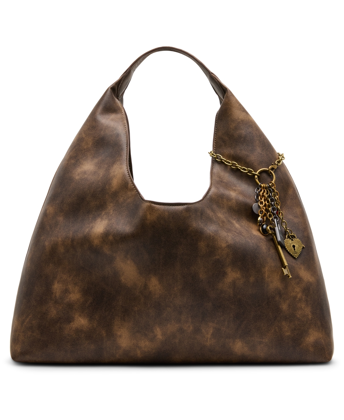 Steve Madden Auraa Slouchy Magnetic Large Shoulder Handbag – Distressed Brown