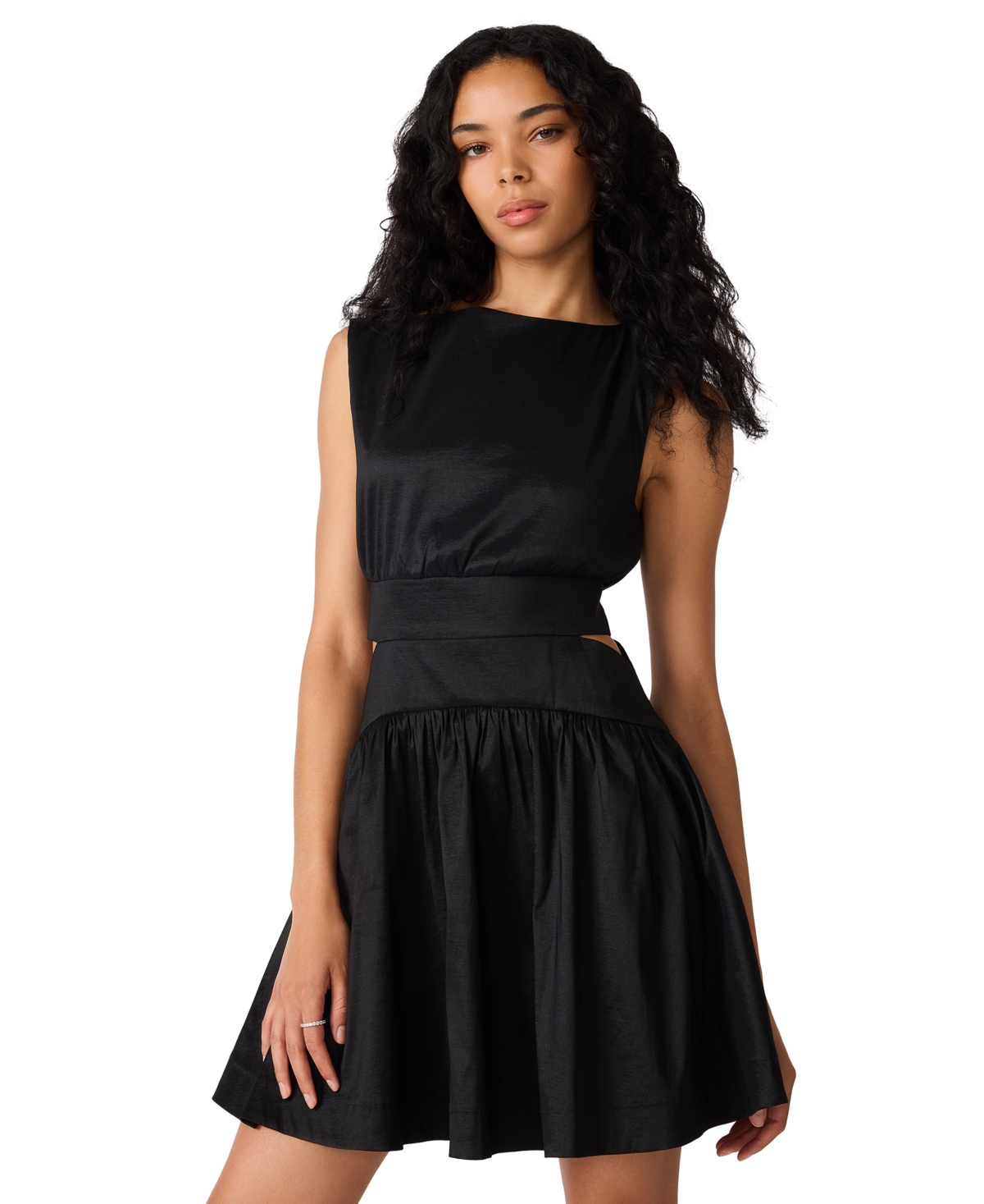 Steve Madden Juniors’ Square Neck Mini Dress – Black