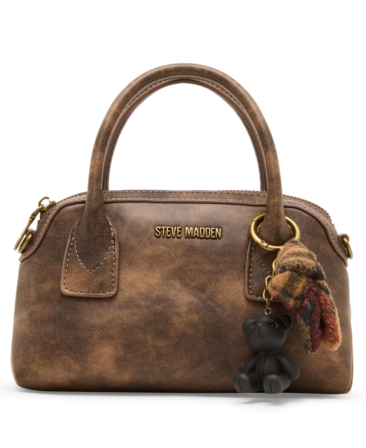 Steve Madden Melodie with Scarf Small Satchel Handbag – Distressed Brown Steve Madden Melodie with Scarf Small Satchel Handbag – Distressed Brown