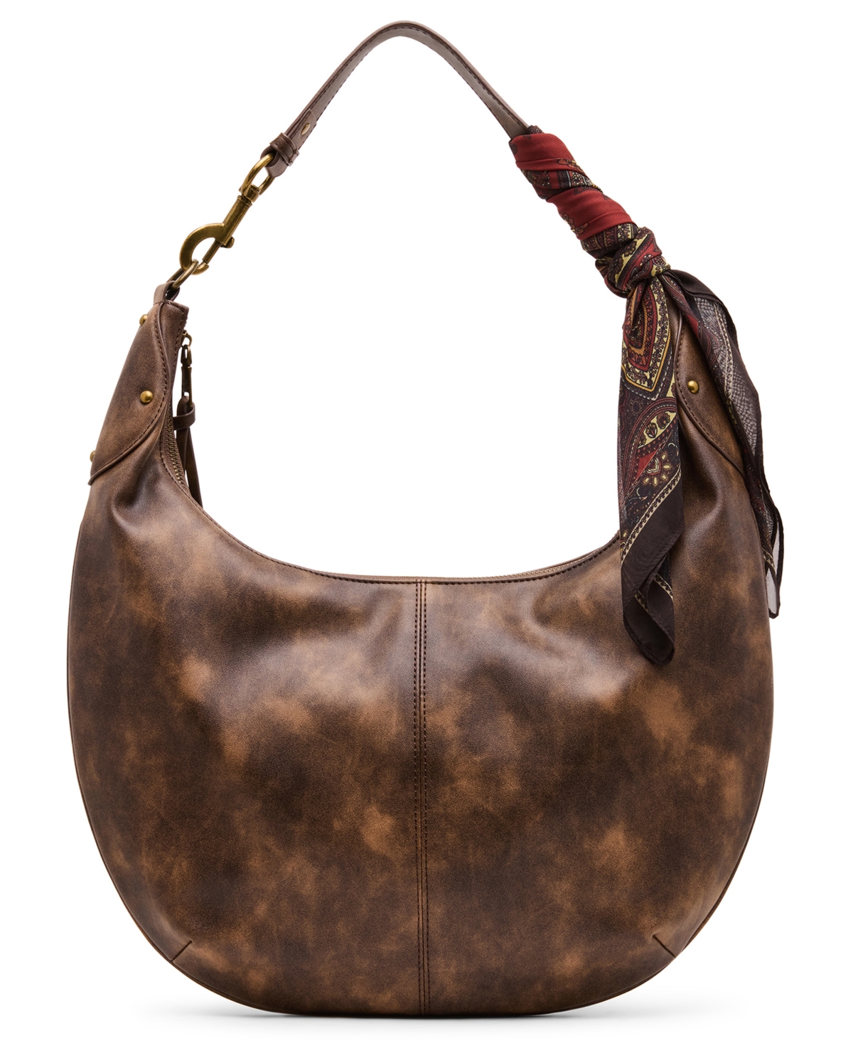 Steve Madden Olga Polyurethane Small Hobo Handbag – Brown Distress Steve Madden Olga Polyurethane Small Hobo Handbag – Brown Distress