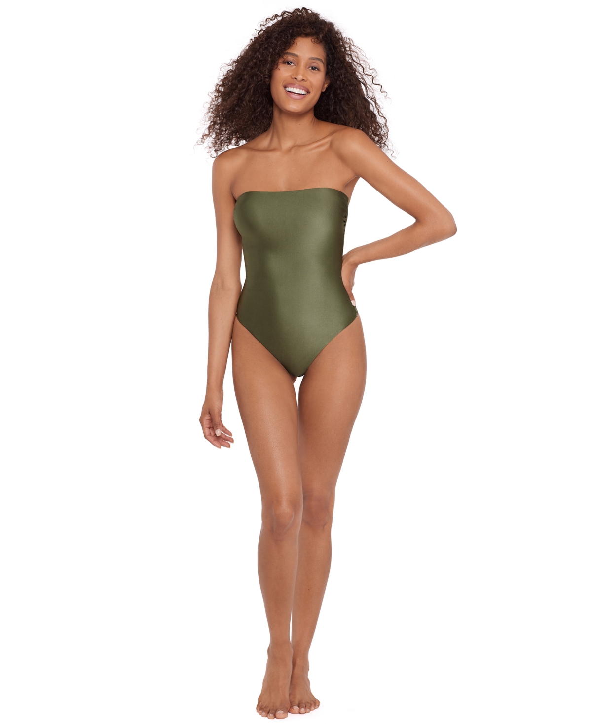 Steve Madden Women’s Bandeau Neck One-Piece Swimsuit – Olive Steve Madden Women’s Bandeau Neck One-Piece Swimsuit – Olive