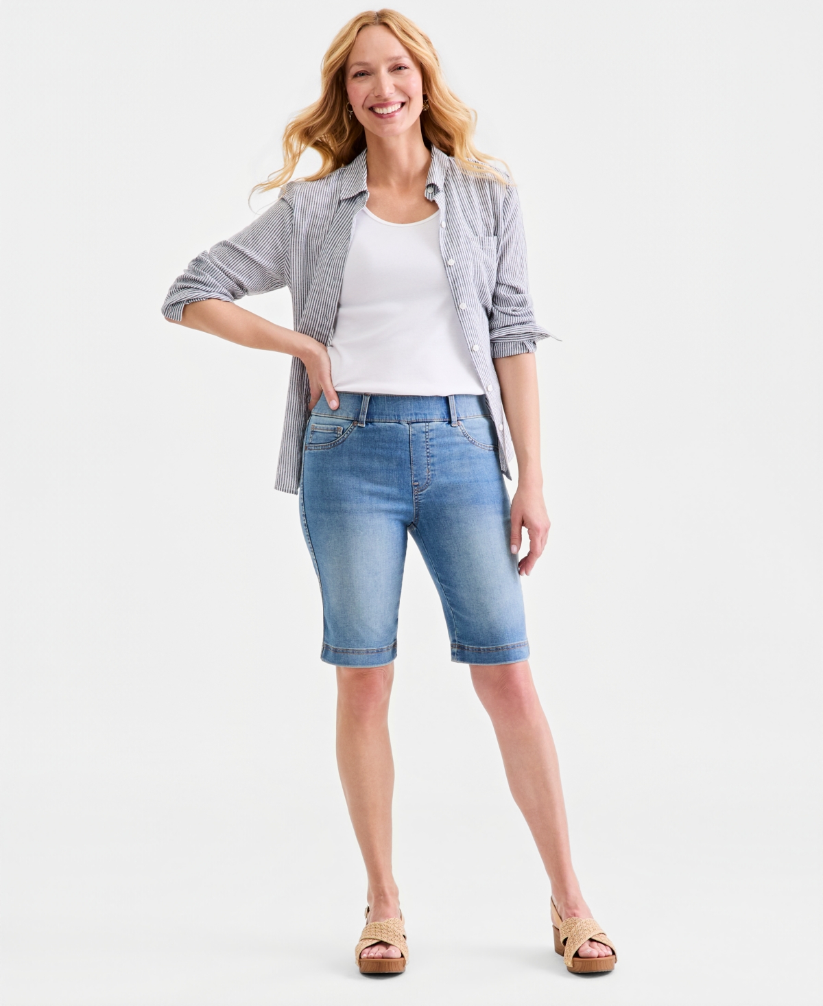 Style & Co Petite High Rise Shaping Bermuda Shorts, Macy’s Exclusive – Cruz Wash Style & Co Petite High Rise Shaping Bermuda Shorts, Macy’s Exclusive – Cruz Wash