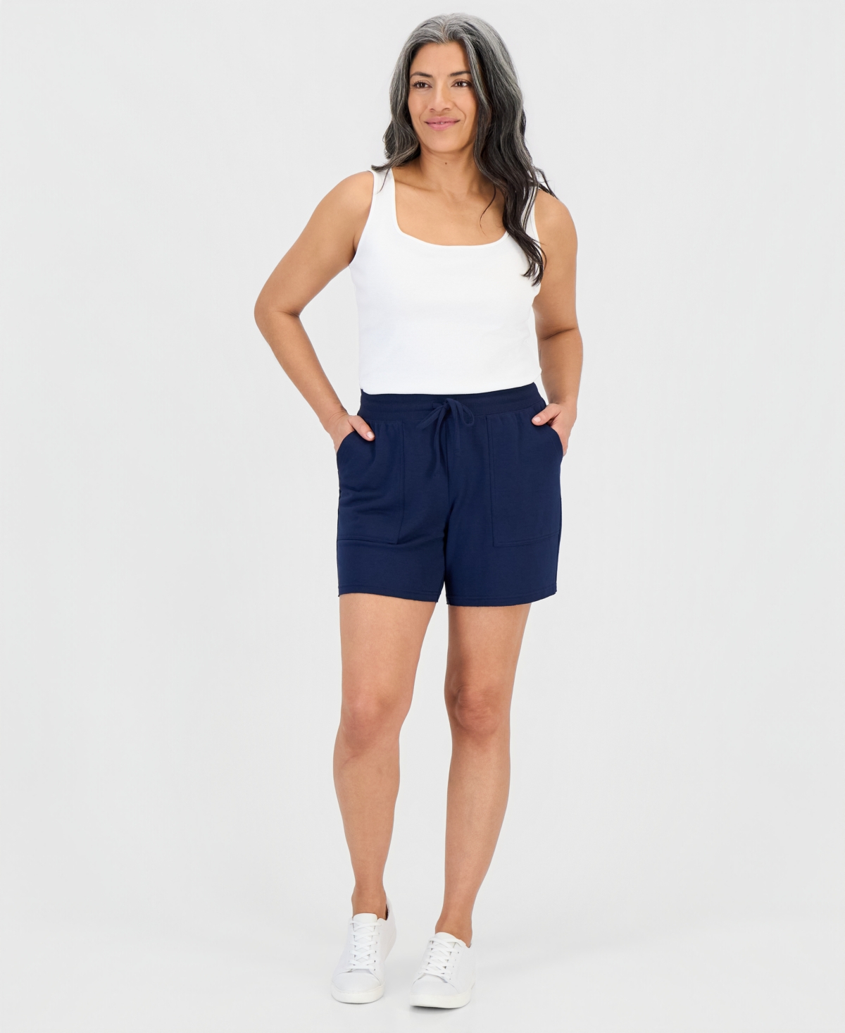 Style & Co Petite LuxLounge French Terry Knit Pull-On Shorts, Macy’s Exclusive – Industrial Blue Style & Co Petite LuxLounge French Terry Knit Pull-On Shorts, Macy’s Exclusive – Industrial Blue