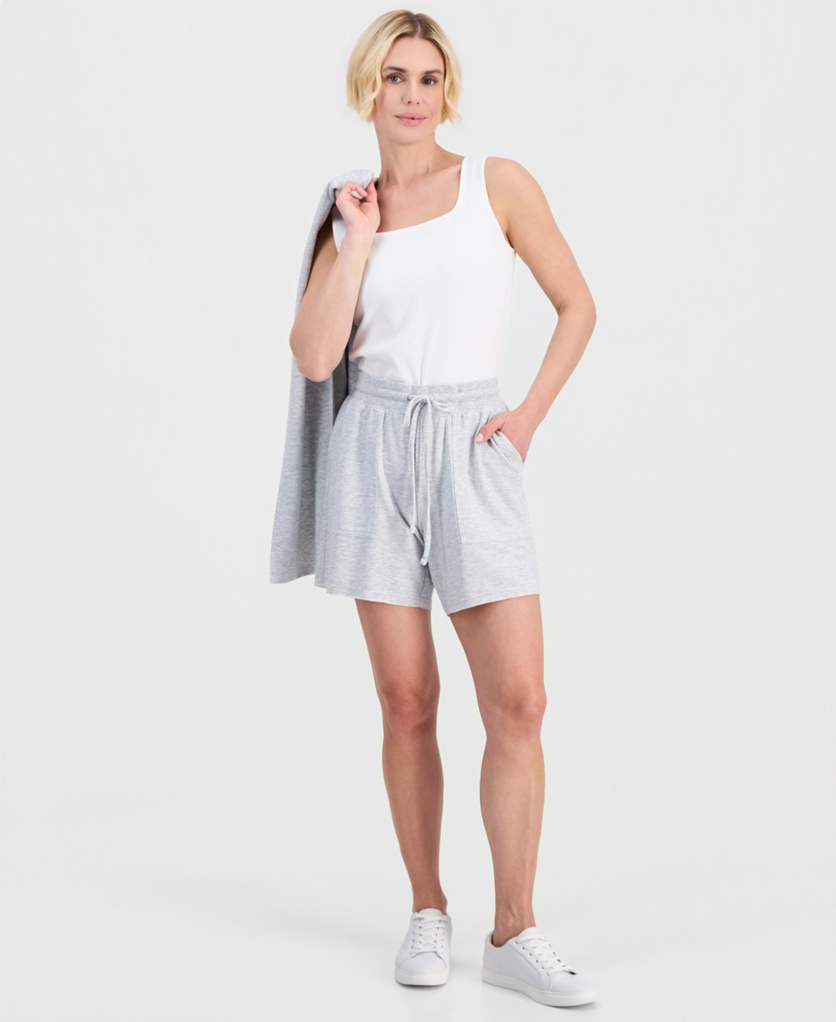 Style & Co Petite LuxLounge French Terry Knit Pull-On Shorts, Macy’s Exclusive – Slate Heather Style & Co Petite LuxLounge French Terry Knit Pull-On Shorts, Macy’s Exclusive – Slate Heather