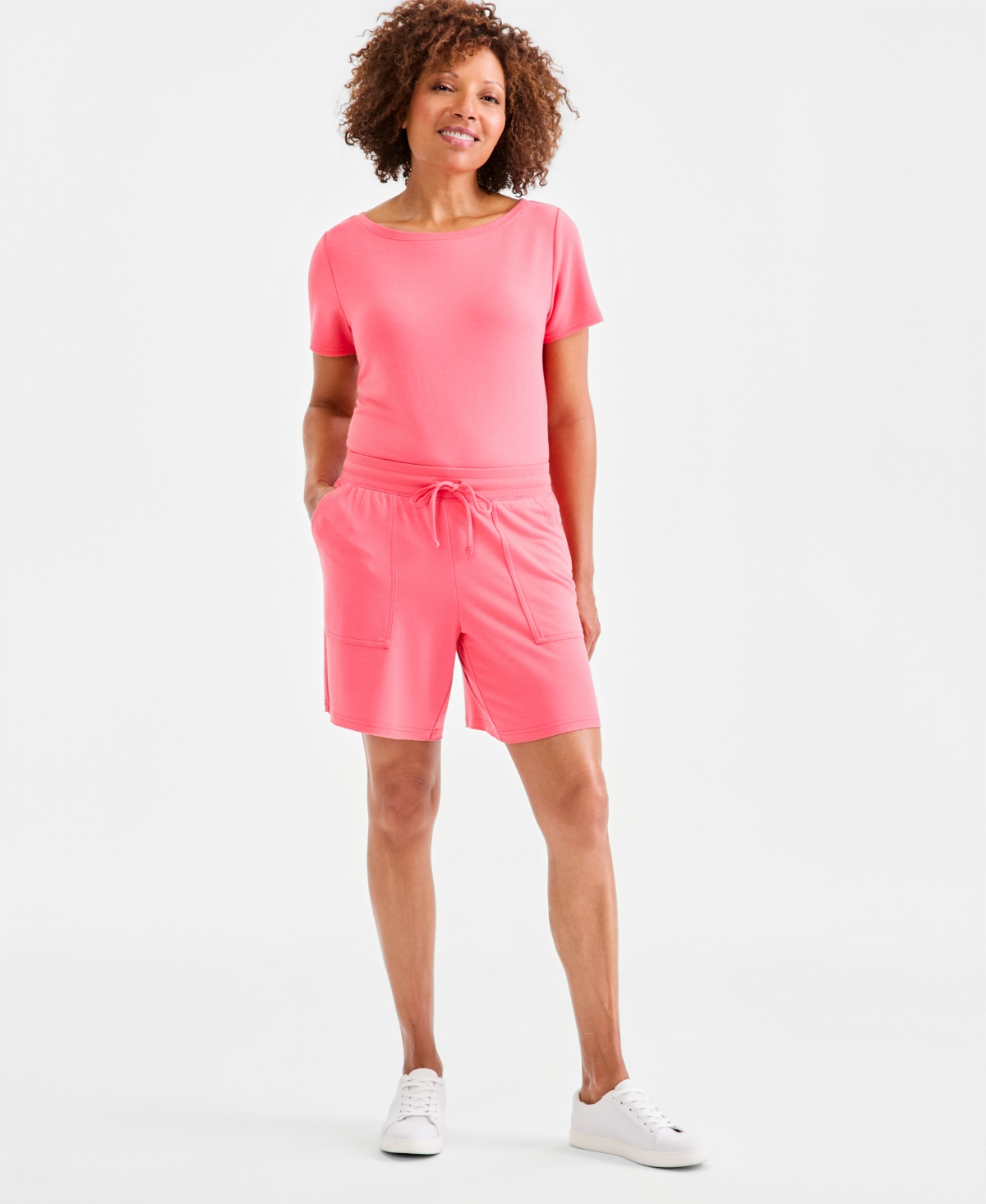 Style & Co Petite LuxLounge French Terry Knit Pull-On Shorts, Macy’s Exclusive – Tuscon Coral Style & Co Petite LuxLounge French Terry Knit Pull-On Shorts, Macy’s Exclusive – Tuscon Coral