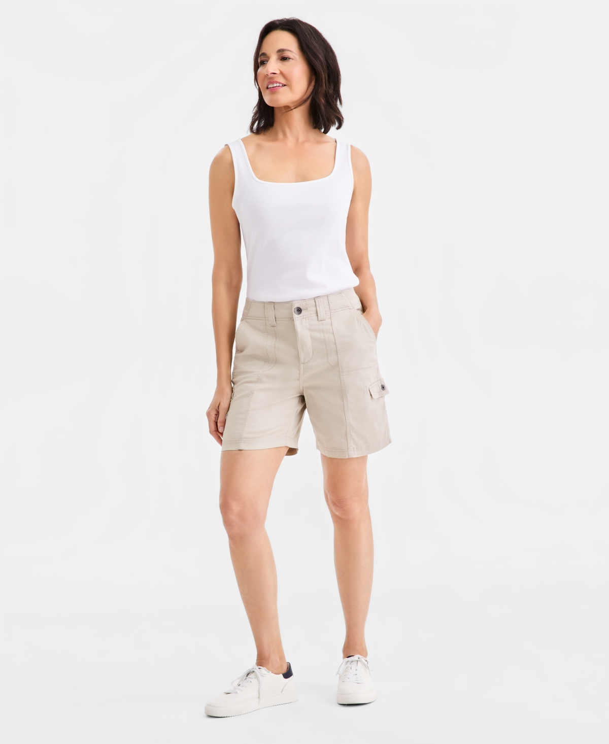 Style & Co Women’s Mid-Rise Comfort-Waist Cargo Shorts, Exclusively at Macy’s – Stonewall Style & Co Women’s Mid-Rise Comfort-Waist Cargo Shorts, Exclusively at Macy’s – Stonewall