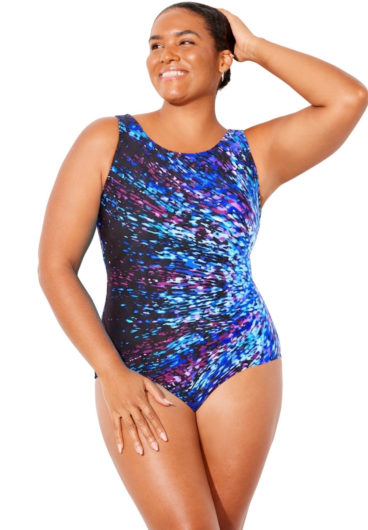 Swimsuits for All Women’s Chlorine Resistant High Neck One Piece Swimsuit – Starburst