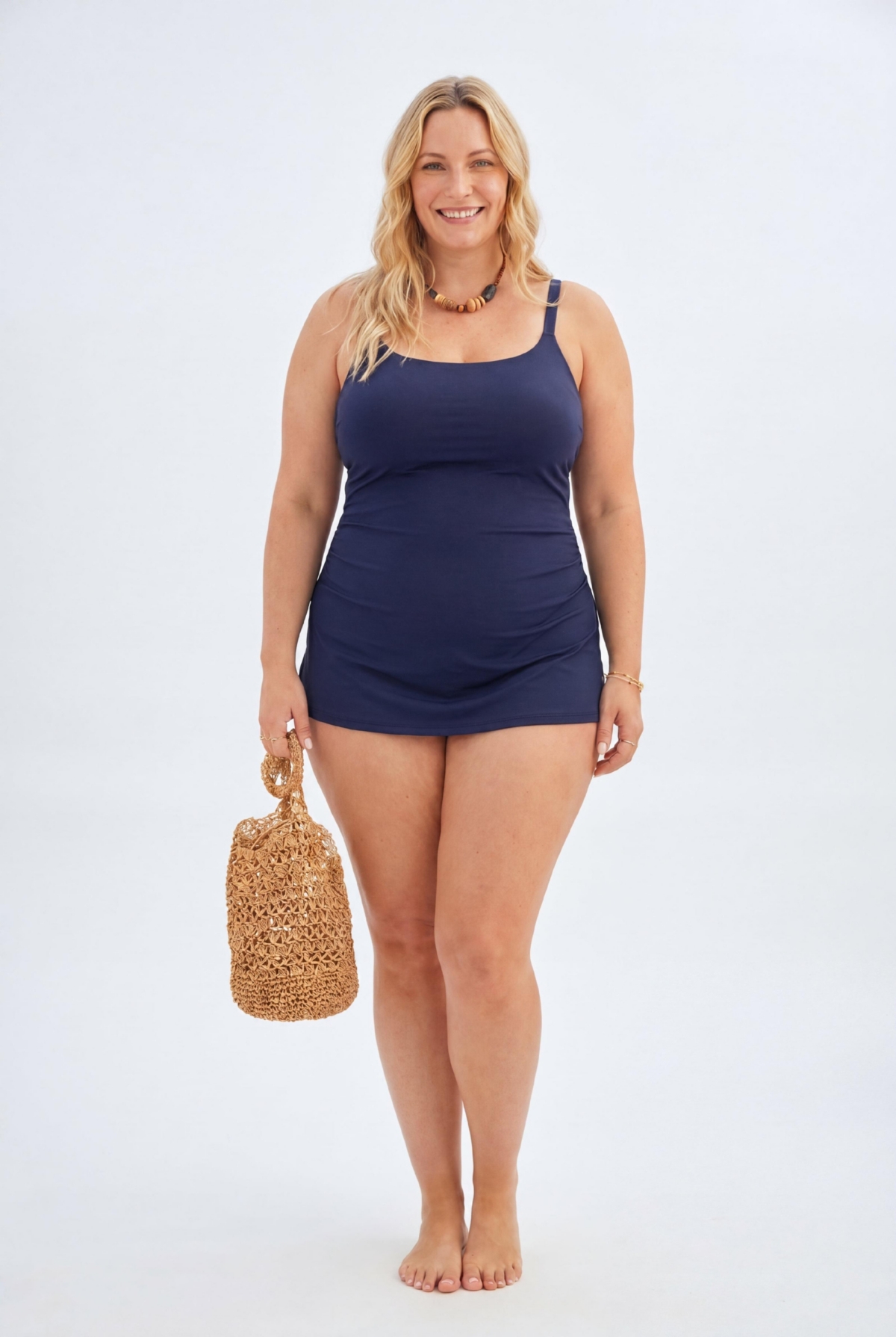 Swimsuits for All Women’s Chlorine Resistant Sarong Front One Piece Swimsuit – Navy
