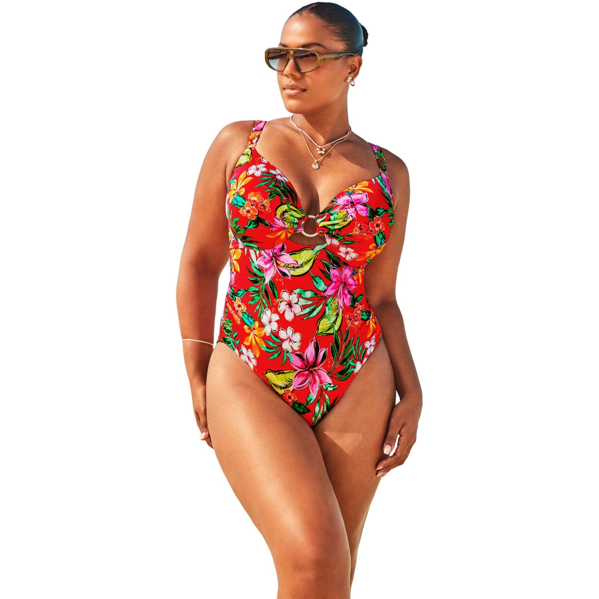Swimsuits for All Women’s Shimmer Ring Underwire One Piece Swimsuit – Ruby tropical Swimsuits for All Women’s Shimmer Ring Underwire One Piece Swimsuit – Ruby tropical