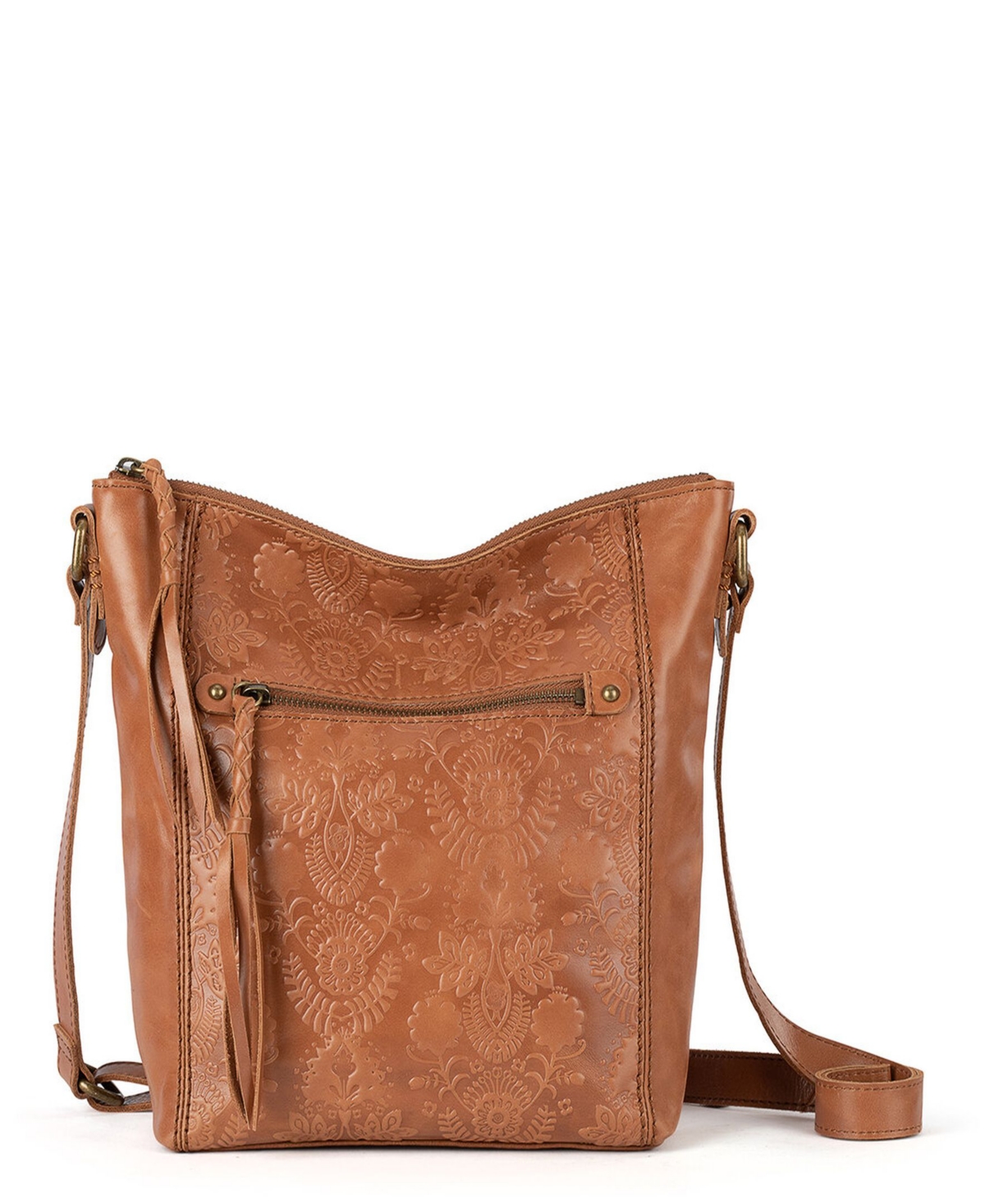 The Sak Women’s Ashland Leather Crossbody Bag – Tobacco Floral Emboss The Sak Women’s Ashland Leather Crossbody Bag – Tobacco Floral Emboss