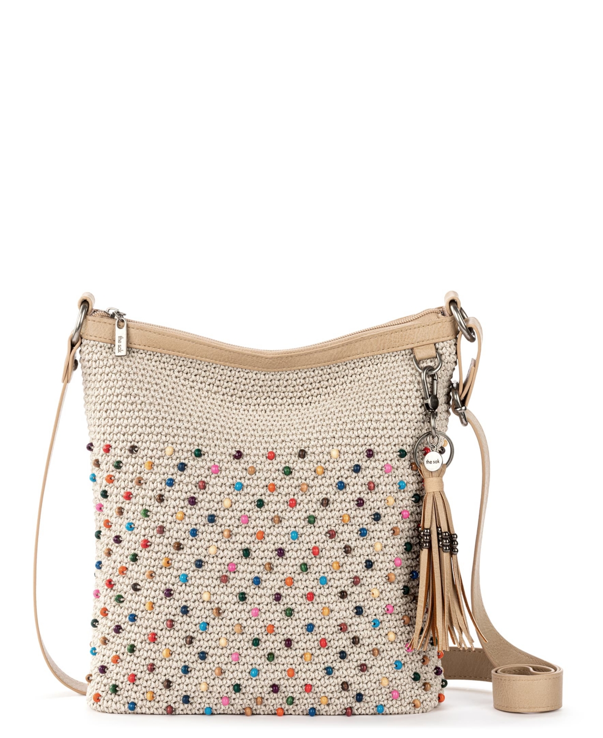 The Sak Women’s Lucia Crochet Medium Crossbody Bag – Ecru Multi Beads The Sak Women’s Lucia Crochet Medium Crossbody Bag – Ecru Multi Beads