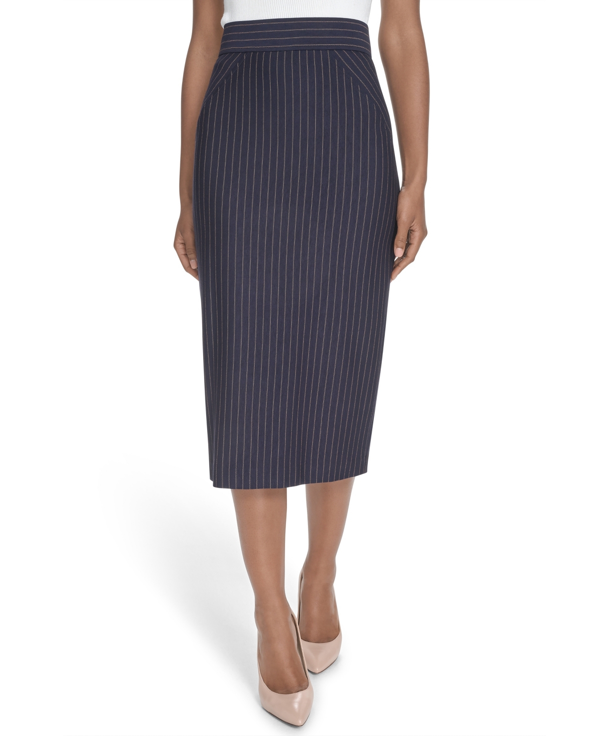 Tommy Hilfiger Women’s Midi Pencil Skirt – Midnight/ Tobacco