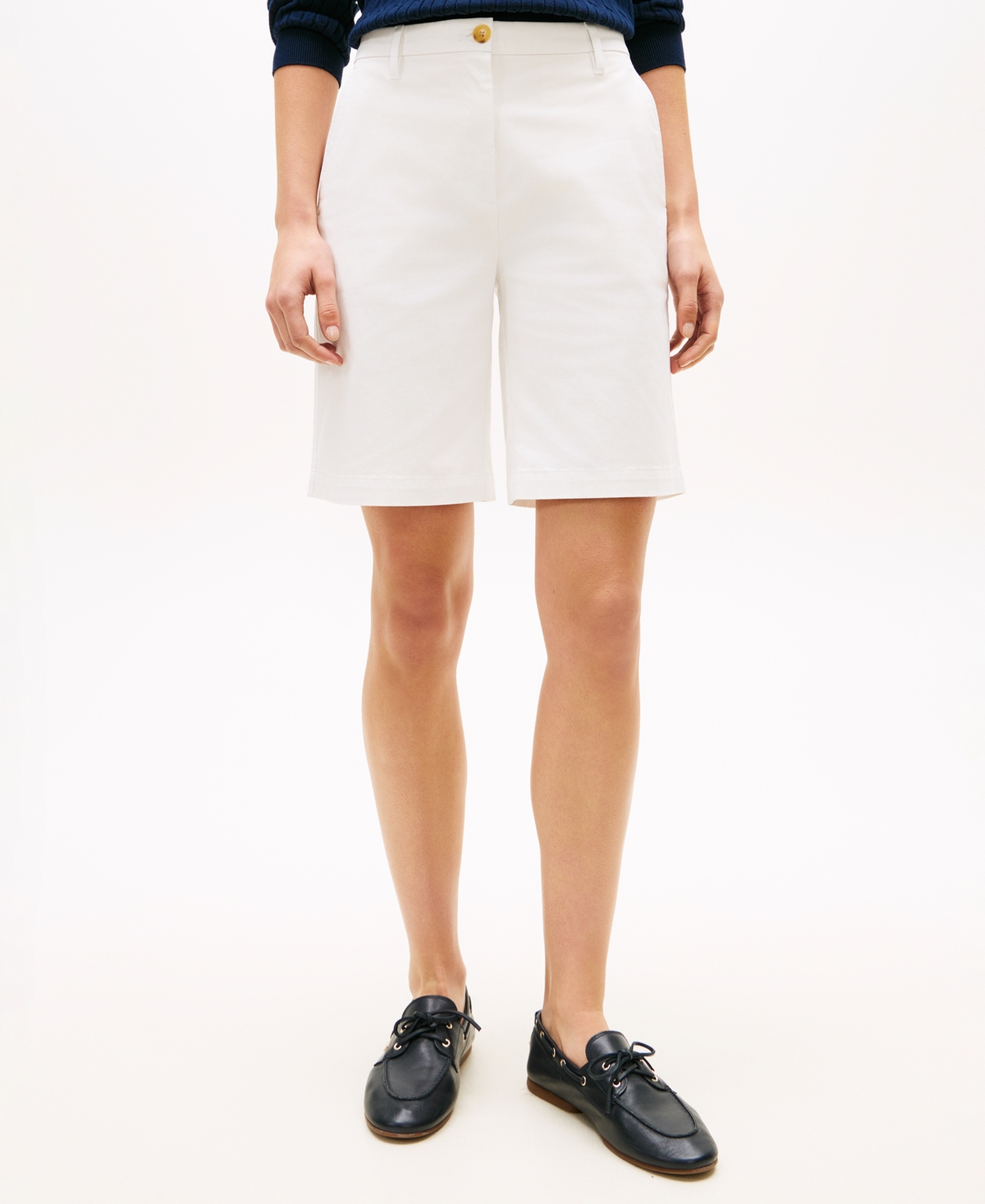 Tommy Hilfiger Women’s Twill Slim Straight Shorts – Ecru