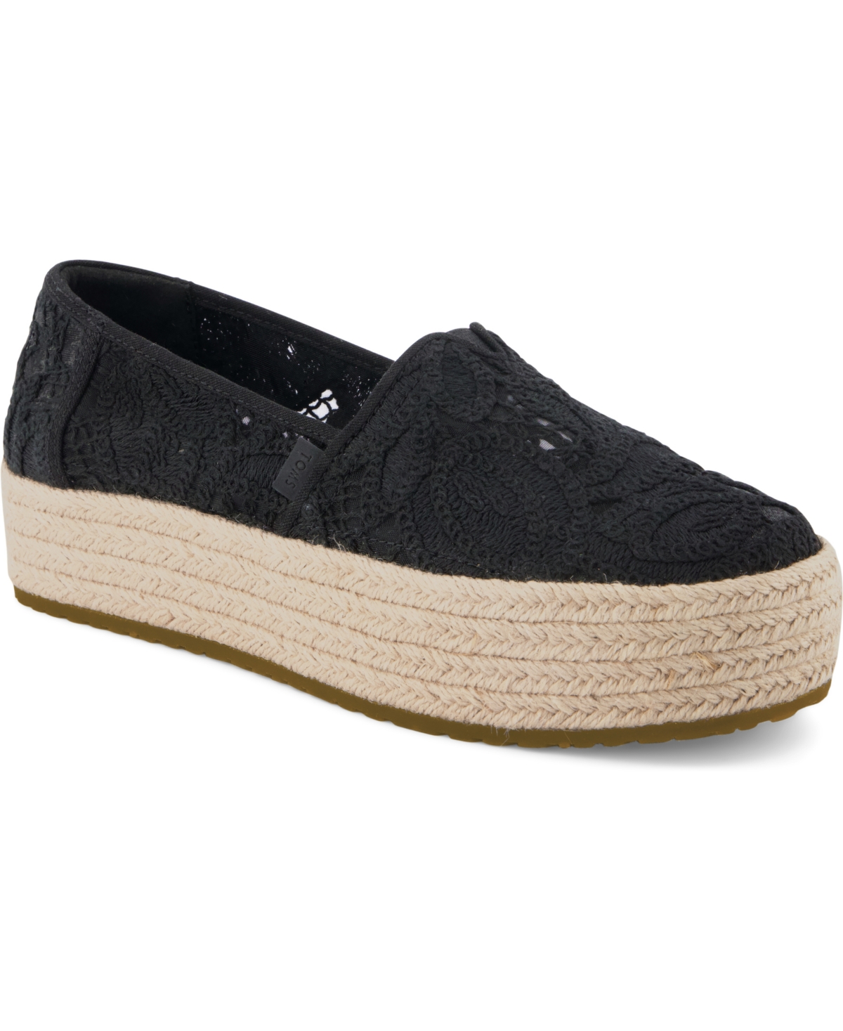 Toms Women’s Valencia Platform Espadrille Slip-On Shoes – Black Floral Crochet Toms Women’s Valencia Platform Espadrille Slip-On Shoes – Black Floral Crochet