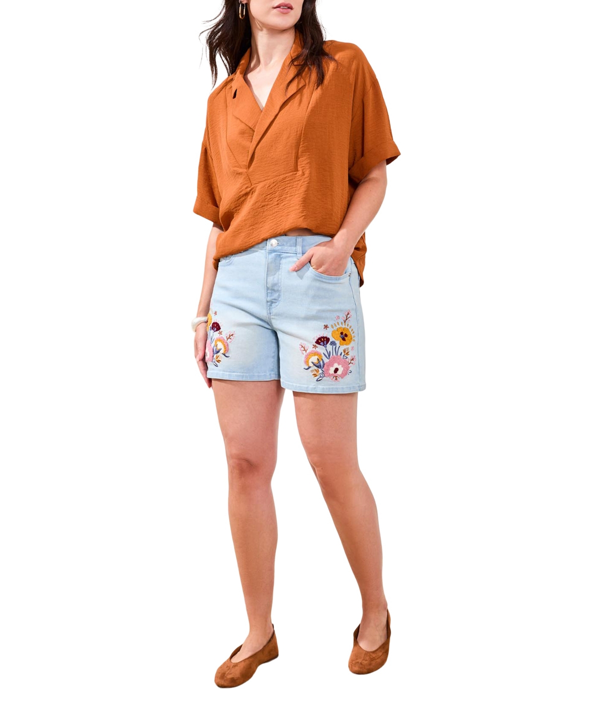 Tribal Women’s Girlfriend-Fit Denim Shorts with Stretch – Blue Charm Tribal Women’s Girlfriend-Fit Denim Shorts with Stretch – Blue Charm