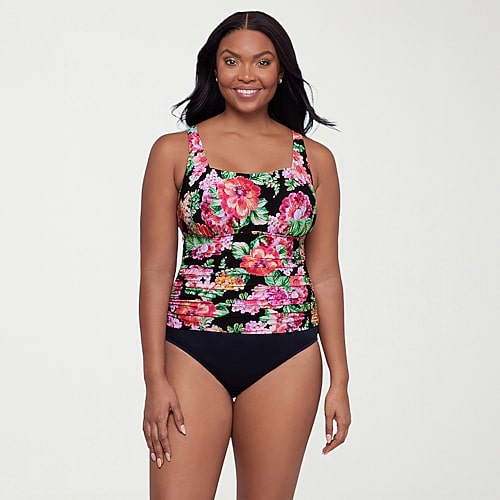 Trimshaper Womens Floral Moderate Coverage One Piece Swimsuit, 14, Red Trimshaper Womens Floral Moderate Coverage One Piece Swimsuit, 14, Red
