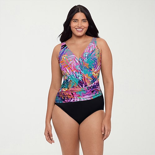 Trimshaper Womens Leaf Moderate Coverage One Piece Swimsuit, 16, Pink Trimshaper Womens Leaf Moderate Coverage One Piece Swimsuit, 16, Pink