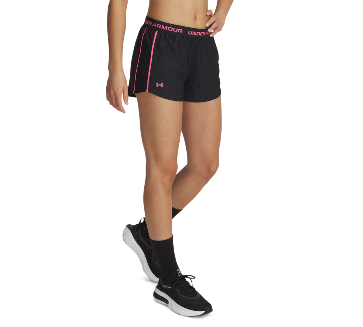 Under Armour Women’s Ua Tech Play Up Training Shorts – Black/Pink Under Armour Women’s Ua Tech Play Up Training Shorts – Black/Pink