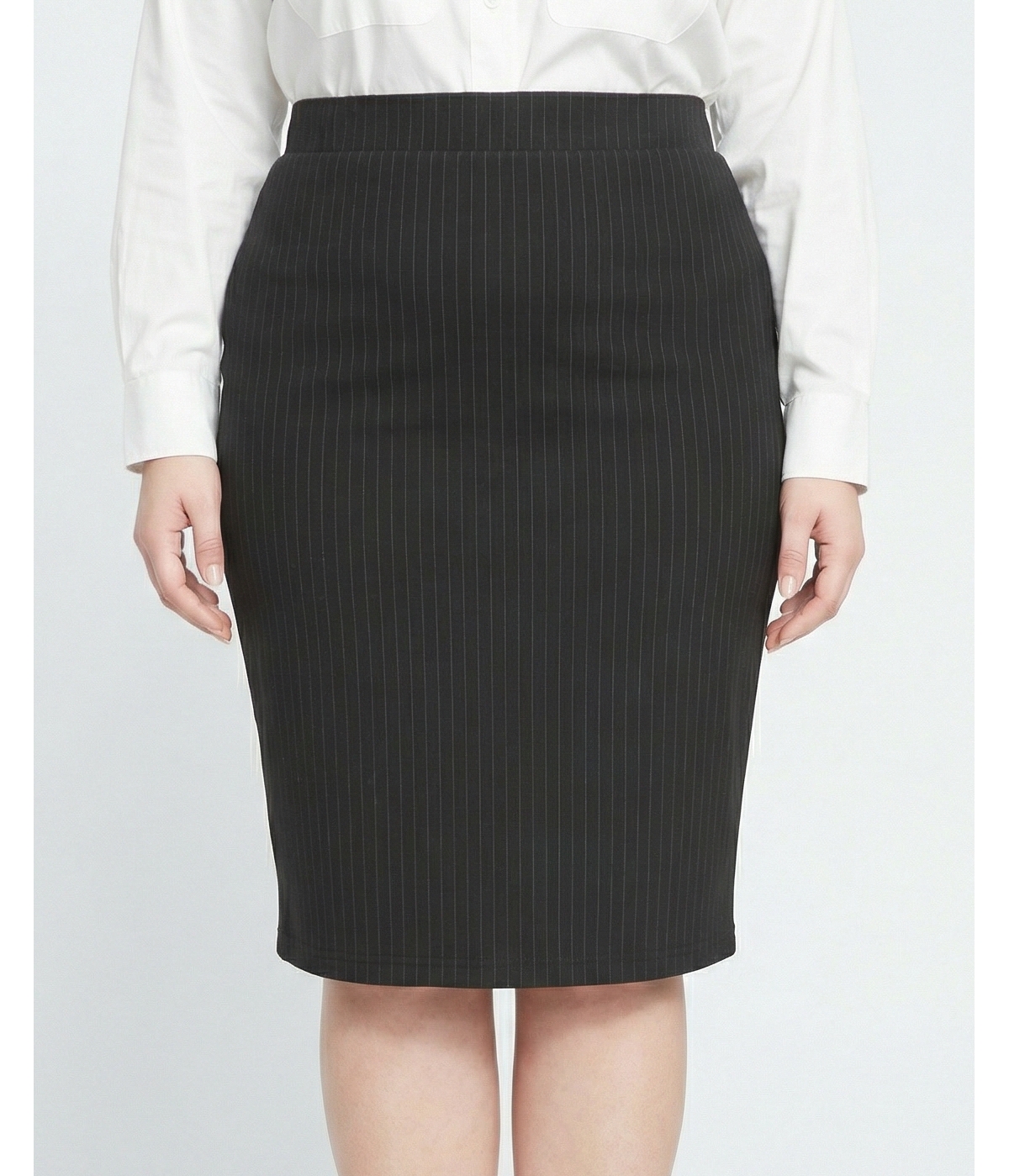 Universal Standard Plus Size Danube Ponte Skirt – Slate pinstripe