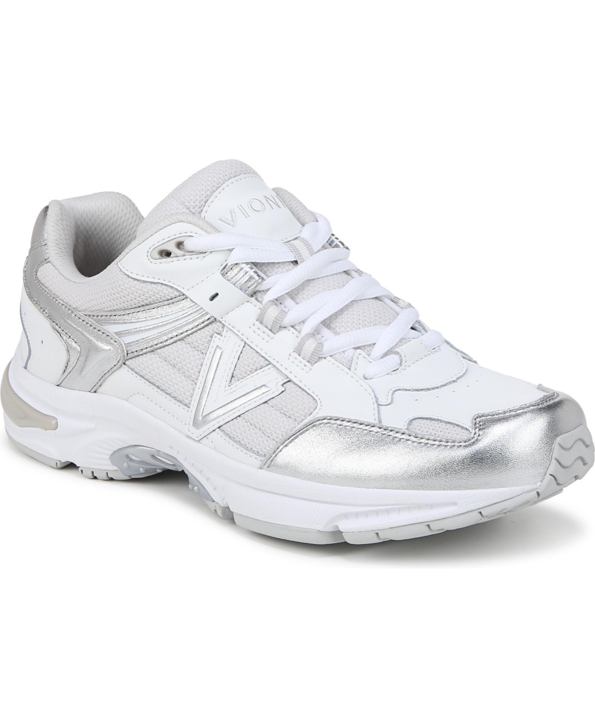 Vionic Womens 23Walk 2.0 Walking Shoes – White silver leather Vionic Womens 23Walk 2.0 Walking Shoes – White silver leather