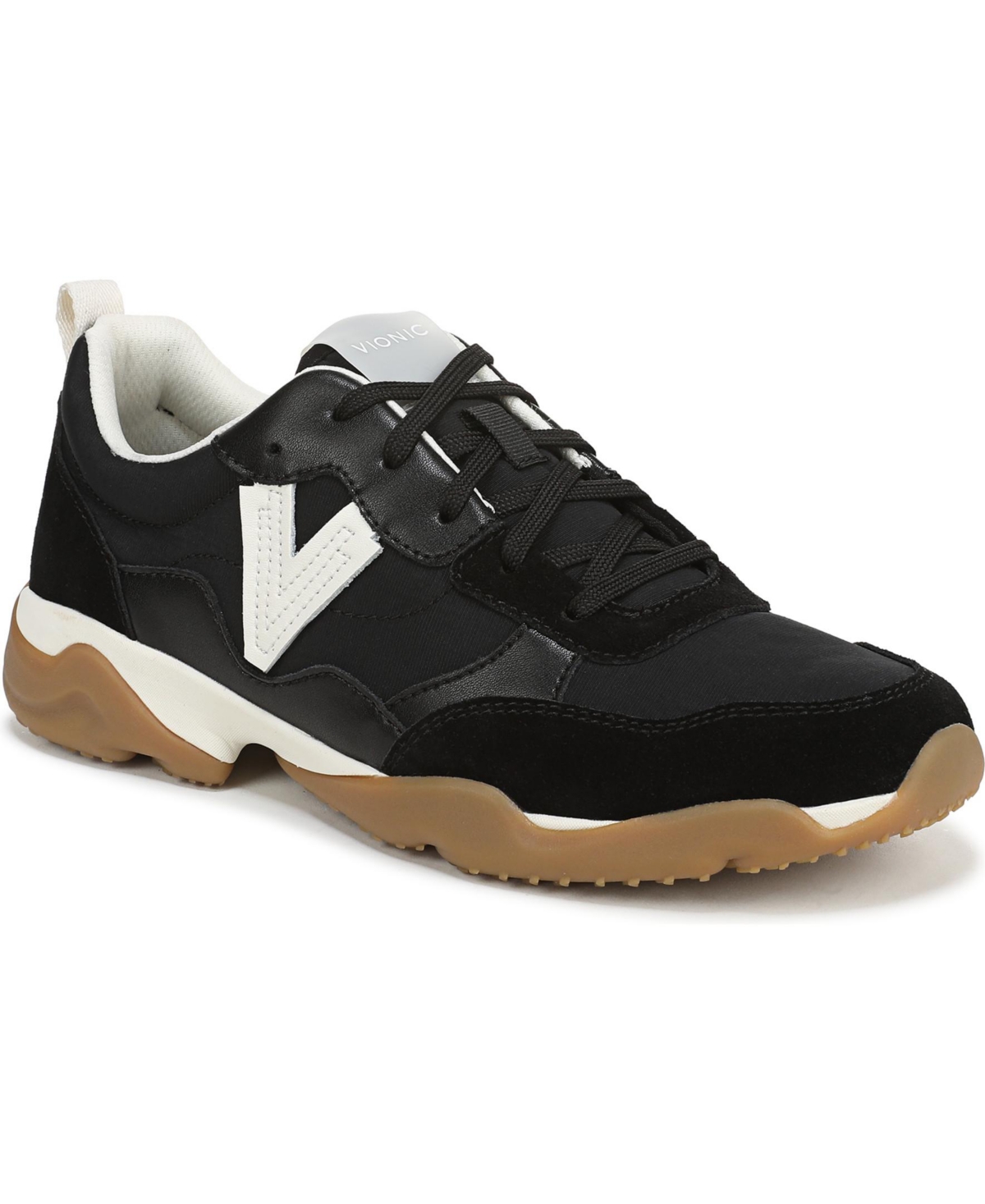 Vionic Women’s Walk Slim Glide Walking Shoes – Black leather and suede