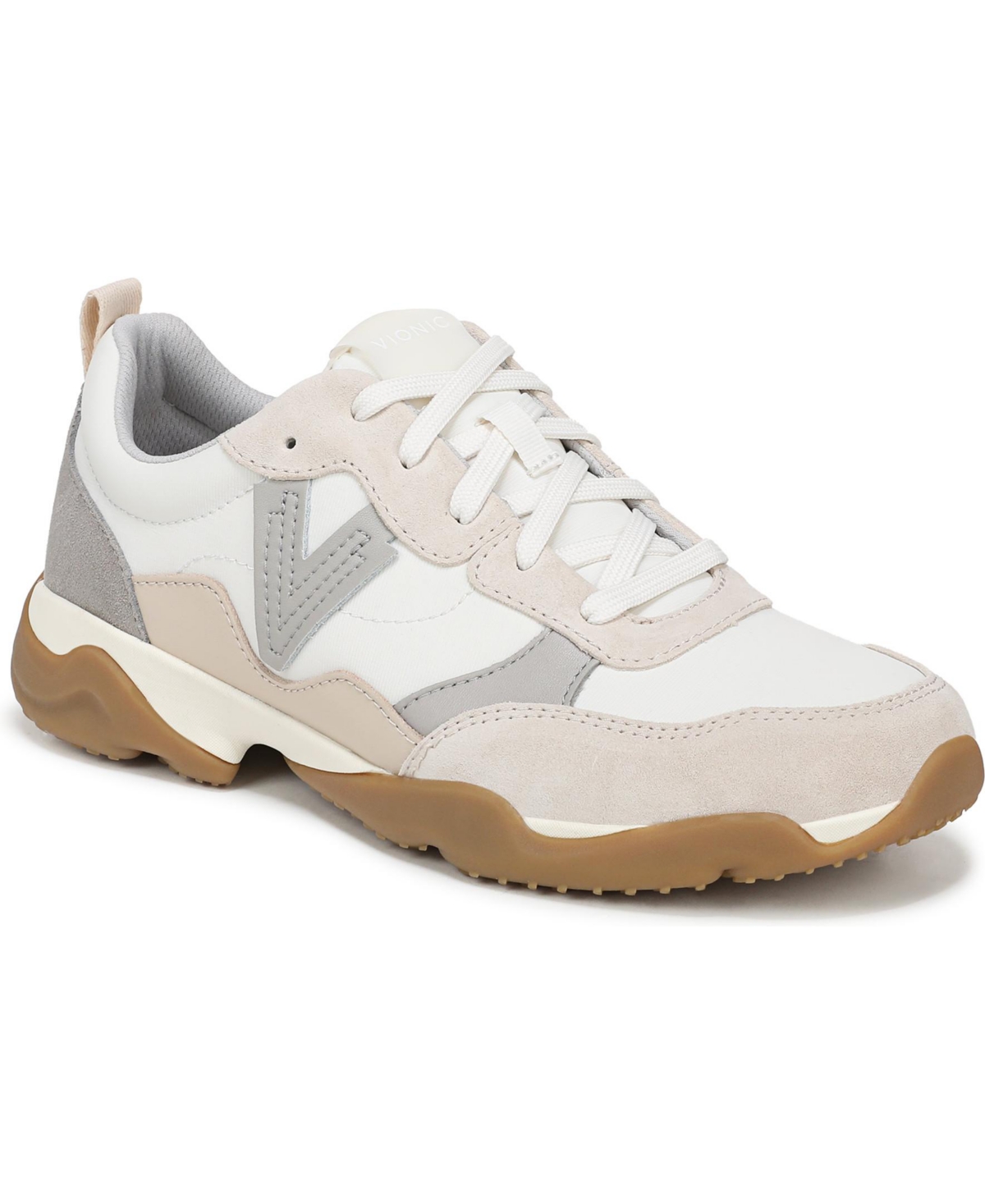 Vionic Women’s Walk Slim Glide Walking Shoes – Ivory leather and suede