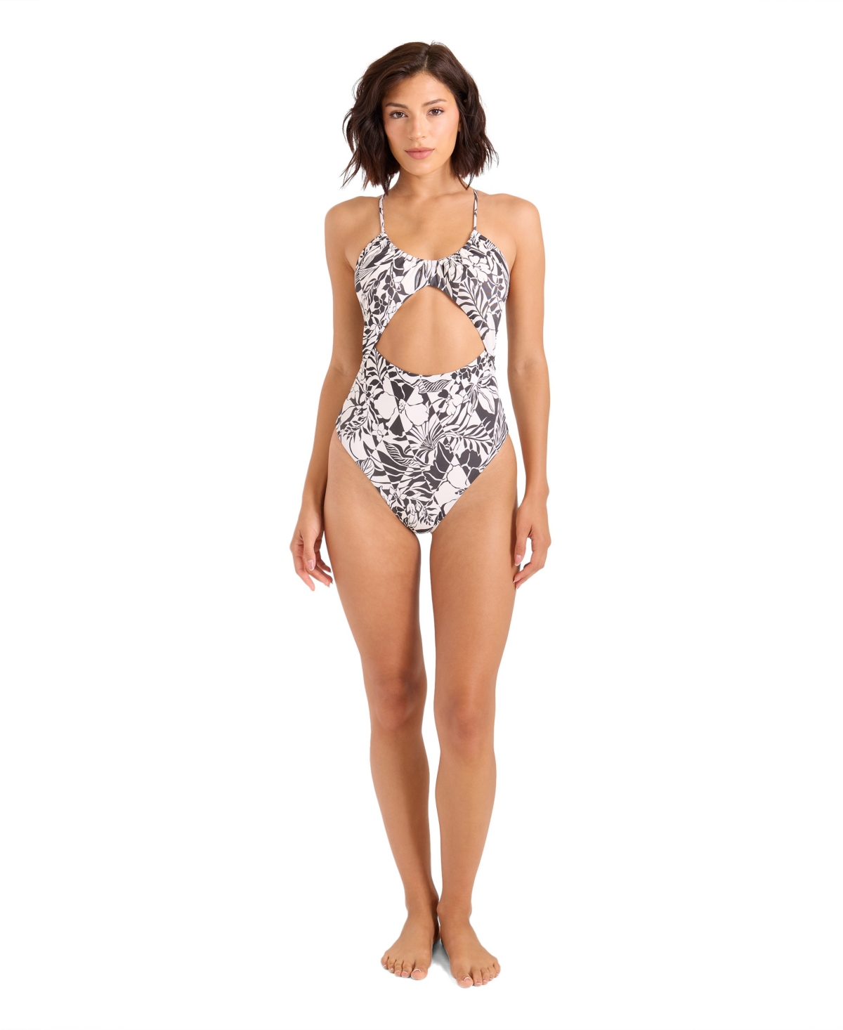 Volcom Women’s Tropical Print V-Neck One-Piece Swimsuit – Black Ecru Volcom Women’s Tropical Print V-Neck One-Piece Swimsuit – Black Ecru