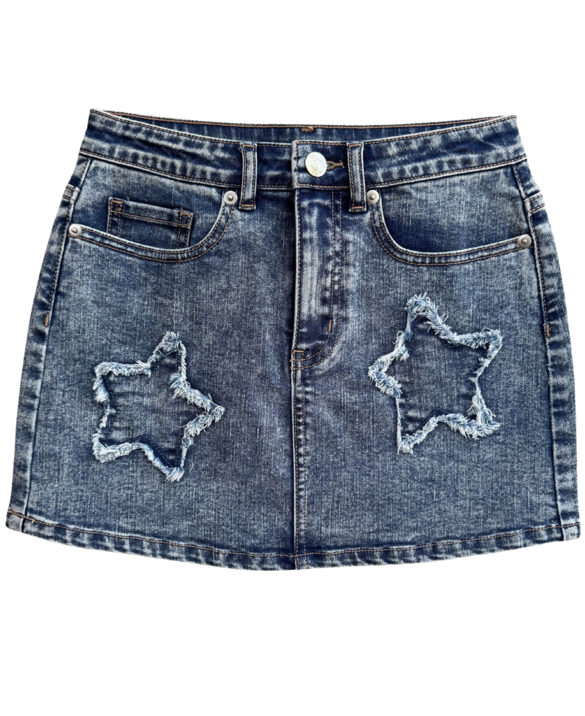 With Jules Girls’ 4-16 Star Mini Denim Skirt – Medium Blue With Jules Girls’ 4-16 Star Mini Denim Skirt – Medium Blue