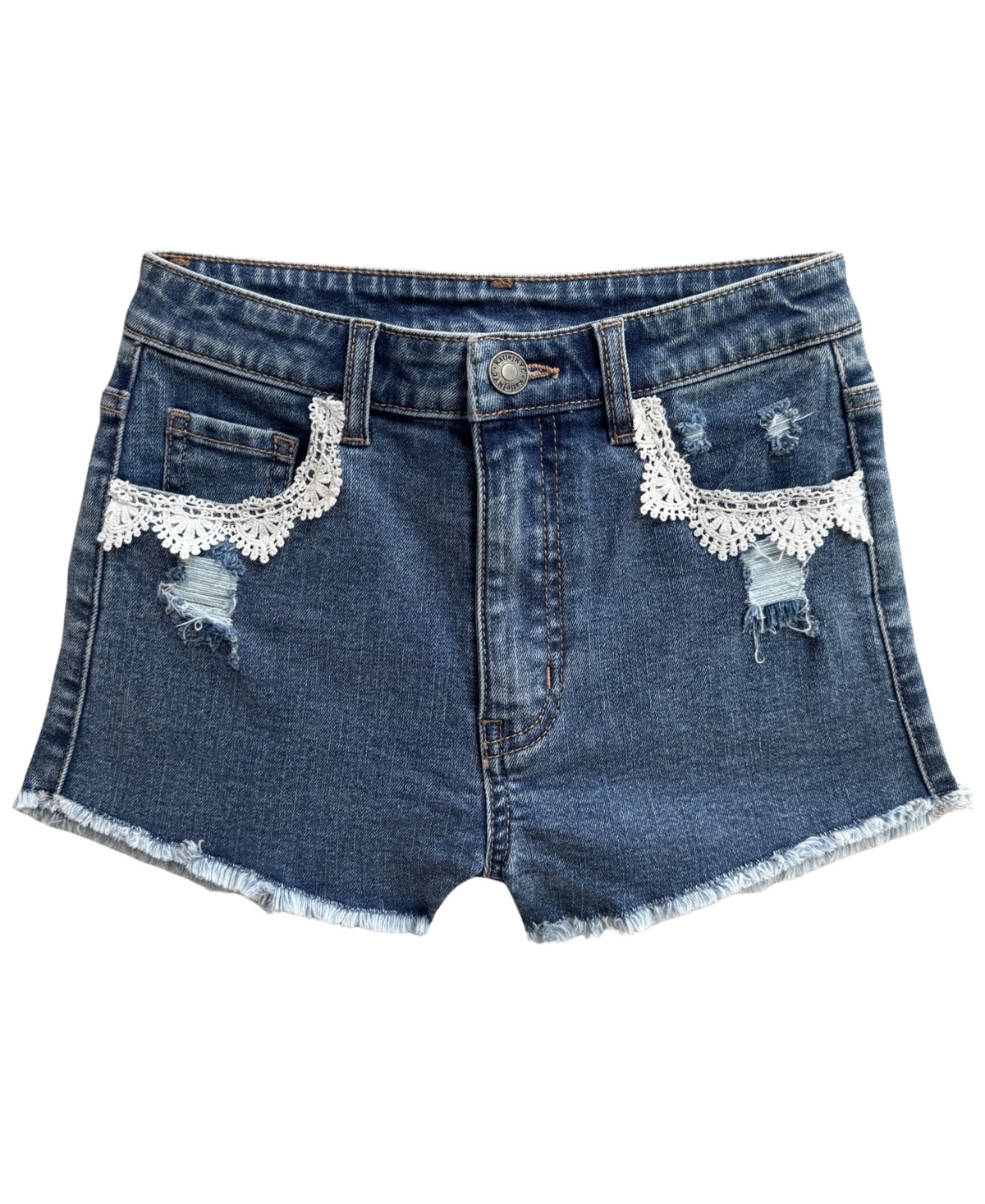 With Jules Girls’ 7-16 Lace-Trim Denim Shorts – Navy With Jules Girls’ 7-16 Lace-Trim Denim Shorts – Navy