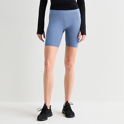 Xersion EverUltra Womens 8″ High Rise Stretch Fabric Quick Dry Bike Short, Large, Blue Xersion EverUltra Womens 8″ High Rise Stretch Fabric Quick Dry Bike Short, Large, Blue
