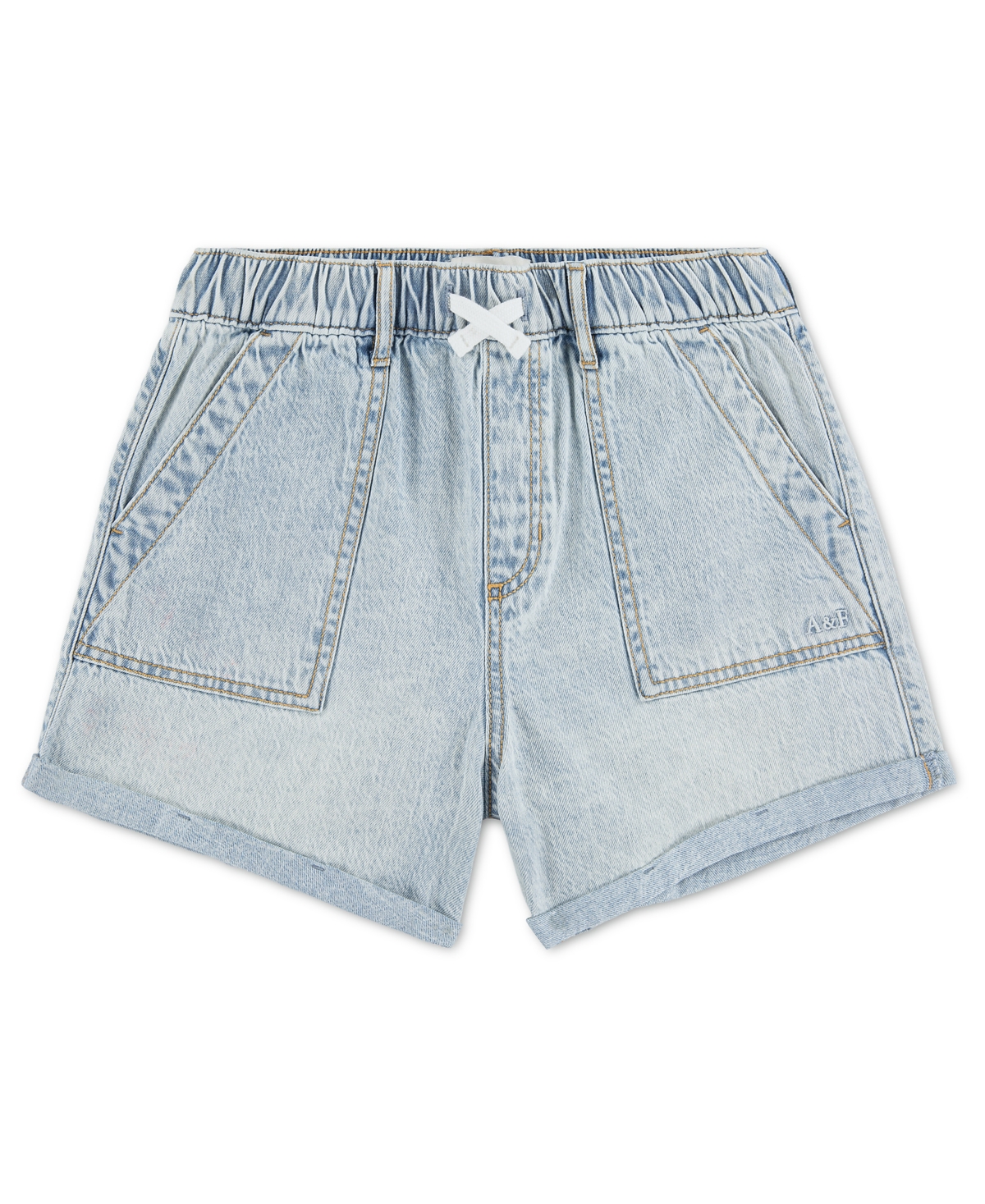 abercrombie kids Girls’ High-Rise Denim Shorts – Ocean Tide