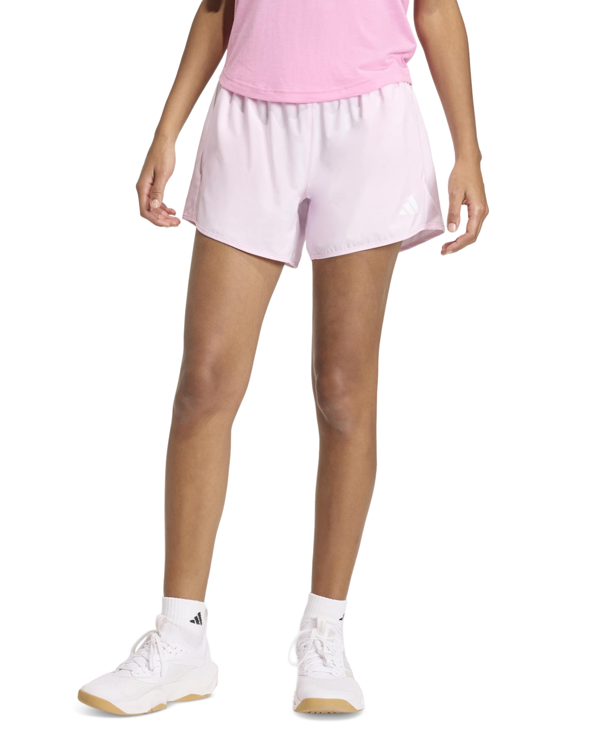 adidas Women’s Mid-Rise Workout Flex Woven Shorts – Clear Pink