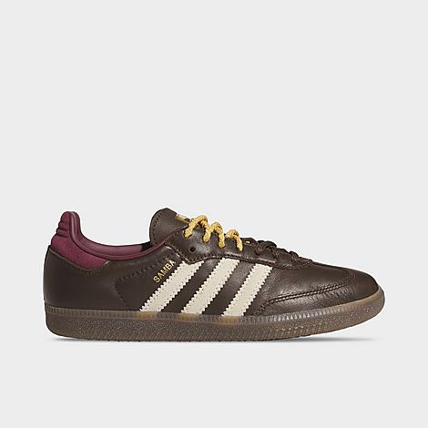 adidas Women’s Originals Samba OG Leather Casual Shoes in Brown/Warm Vanilla/Maroon Size: 5.0