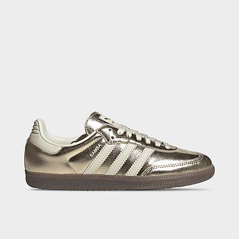 adidas Women’s Originals Samba OG Metallic Leather Casual Shoes in Gold Metallic/Off White/Gum Size: 5.0 adidas Women’s Originals Samba OG Metallic Leather Casual Shoes in Gold Metallic/Off White/Gum Size: 5.0